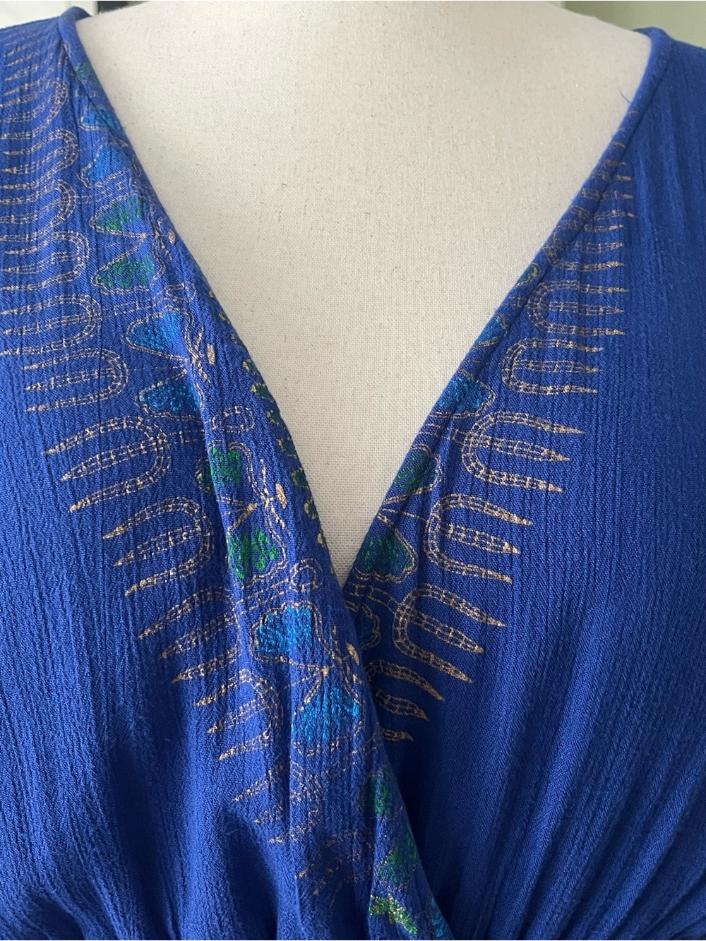 Bright Navy Bohemian Print Rayon Midi Dress — Approx. 2X - Picture 2 of 8